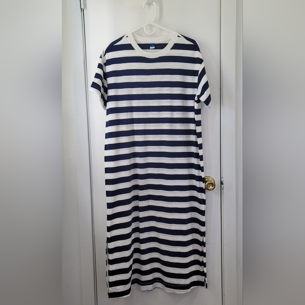 Old Navy: Navy and White Striped Dress